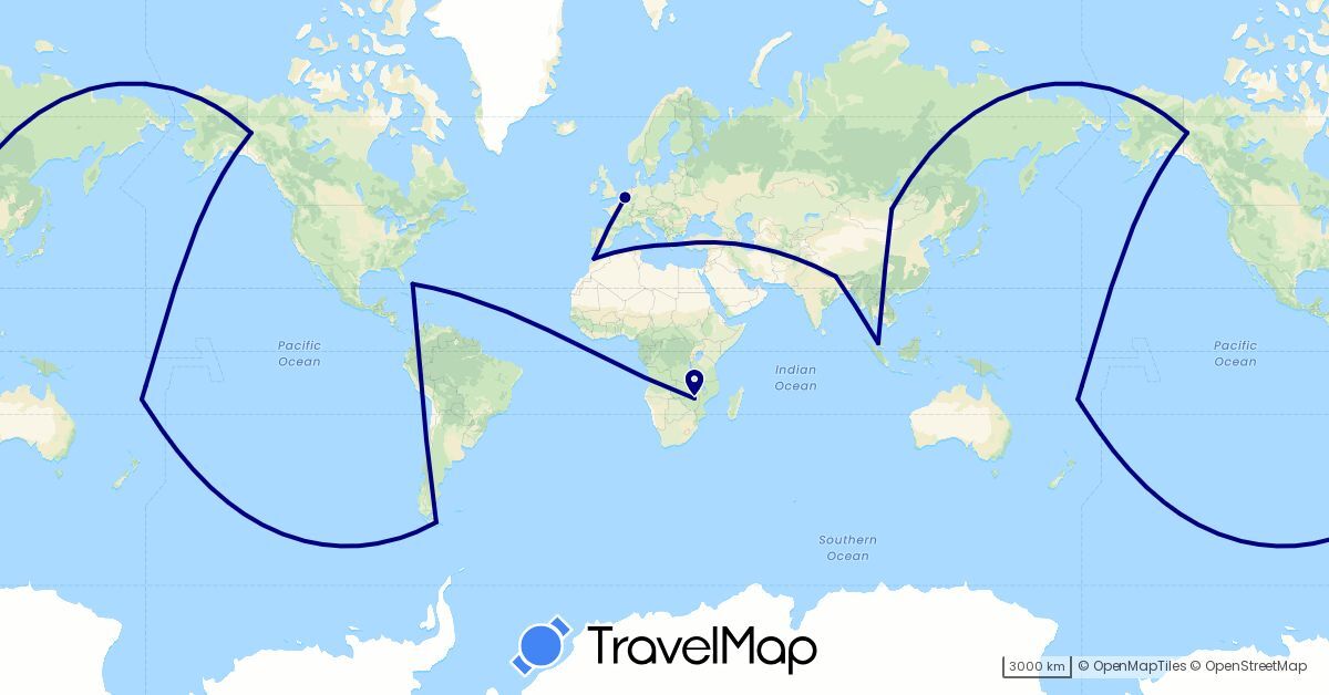 TravelMap itinerary: driving in Argentina, Belgium, Bahamas, Canada, Fiji, Greece, Morocco, Mongolia, Malaysia, Nepal, Zimbabwe (Africa, Asia, Europe, North America, Oceania, South America)